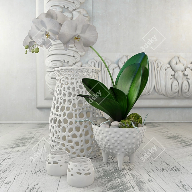 Orchid Blossom Decor Set 3D model image 1