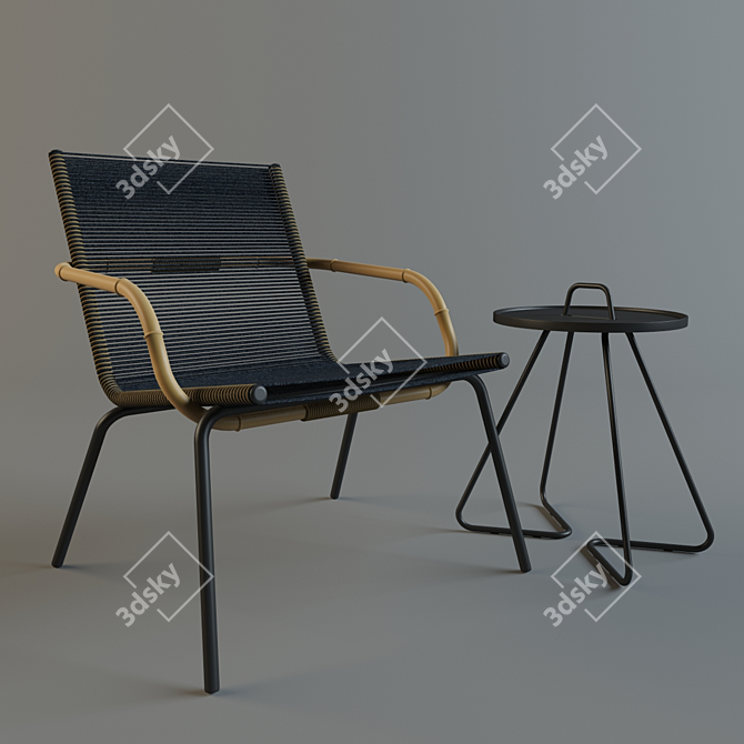 SIDD LOUNGE: Sleek Chair and Table Combo 3D model image 1