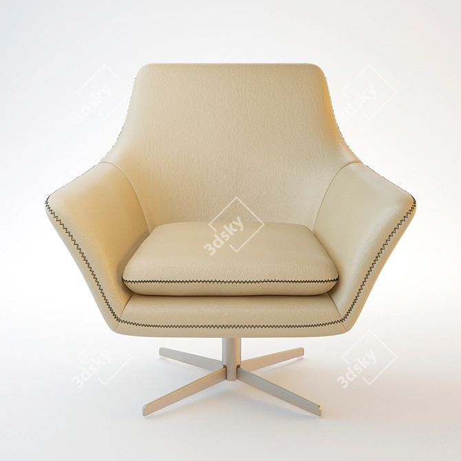 Sleek Leather Swivel Lounge Chair 3D model image 1