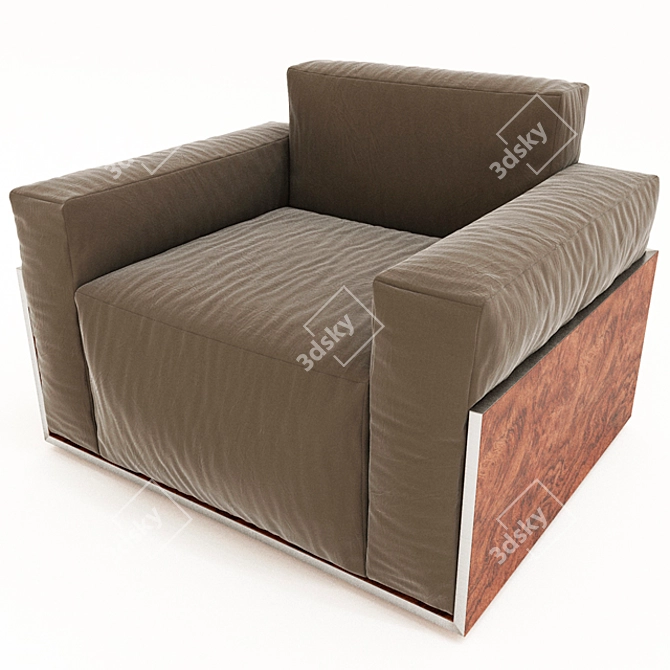 Title: Modern Cotton Upholstered Armchair 3D model image 1