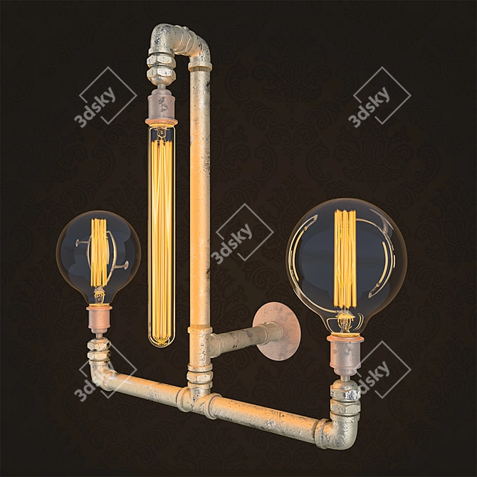 Industrial Pipe Lamp 3D model image 1