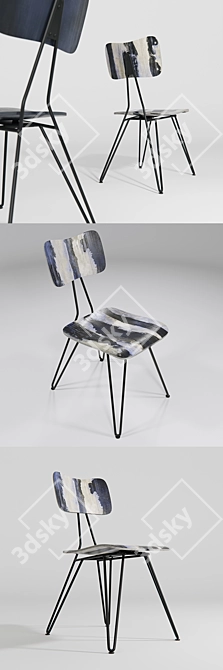 Handcrafted Diesel Overdyed Chair 3D model image 1