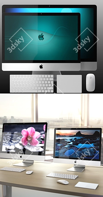 Apple iMac 2015 5k 27" RETINA + Accessories 3D model image 2