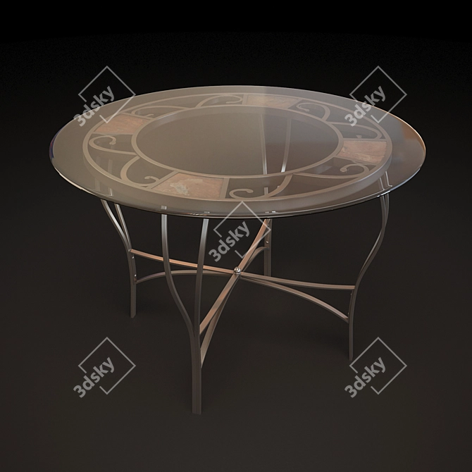 Elegant Forge Glass Top Table 3D model image 1