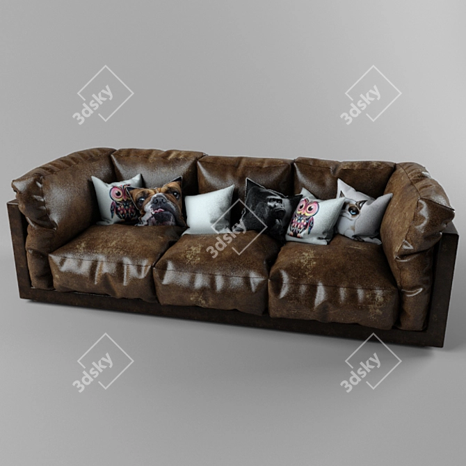 Modern Leather Sofa 3D model image 1