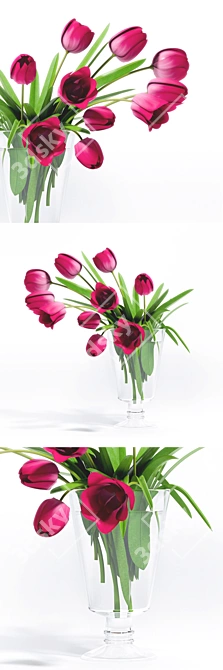 Tulip Beauty Vase: Blooming Majesty 3D model image 1