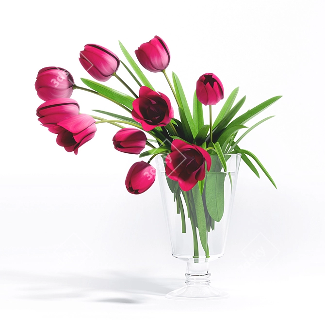 Tulip Beauty Vase: Blooming Majesty 3D model image 2