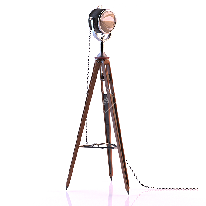 Vintage Nautical Brass Tripod Lamp 3D model image 1