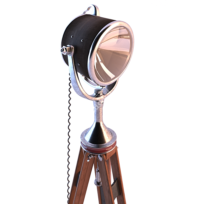 Vintage Nautical Brass Tripod Lamp 3D model image 2