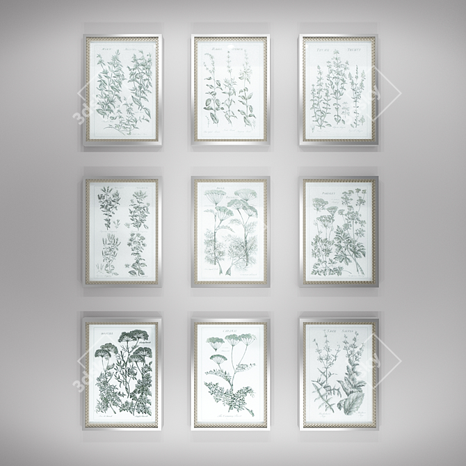 Chic Herb Garden Art Prints 3D model image 1