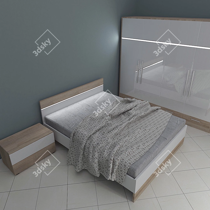 Elegant Mercur Bedroom Set 3D model image 2