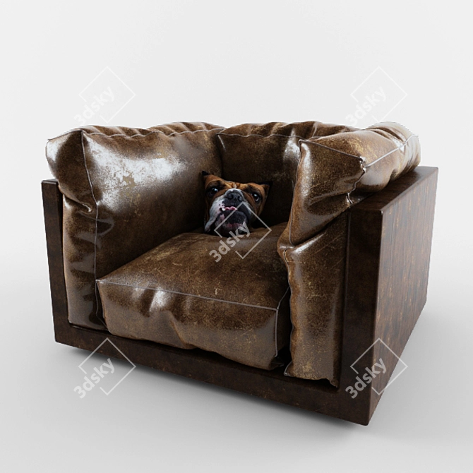 Luxury Leather Armchair 3D model image 1