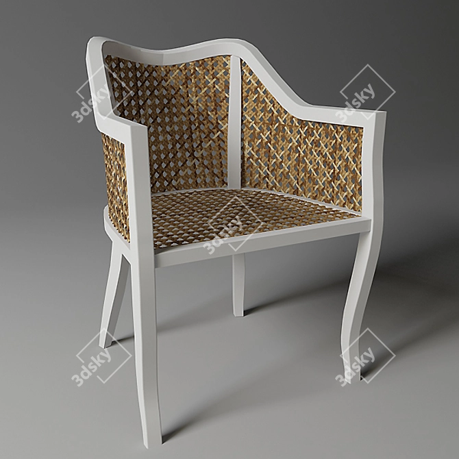 Contemporary Cane Wicker Side Chair 3D model image 1