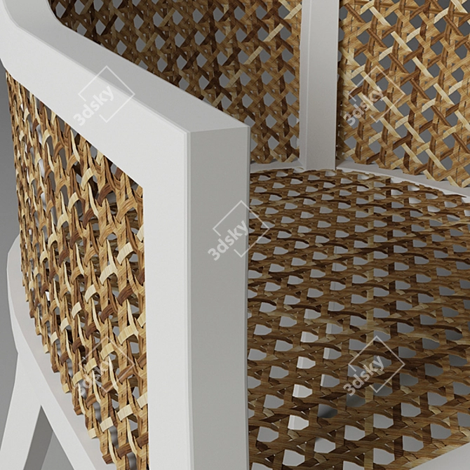 Contemporary Cane Wicker Side Chair 3D model image 2