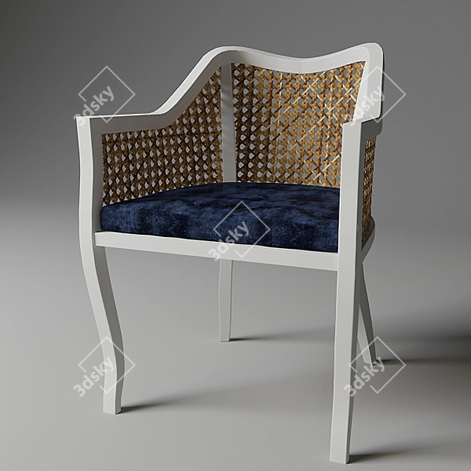 Contemporary Cane Wicker Side Chair 3D model image 3