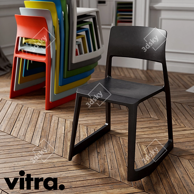 Forward-Tilt Action Solid Chair 3D model image 1