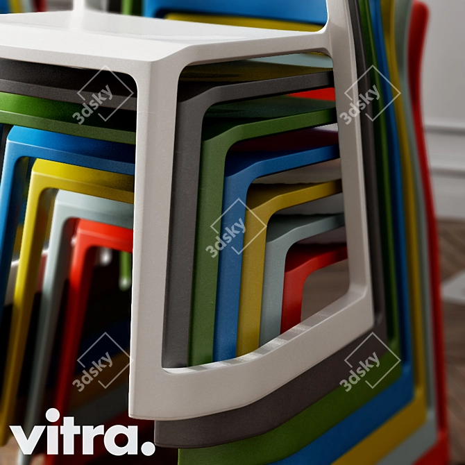 Forward-Tilt Action Solid Chair 3D model image 3