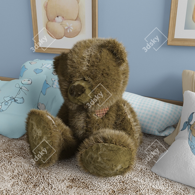 Bear Plush Pillow Set 3D model image 2