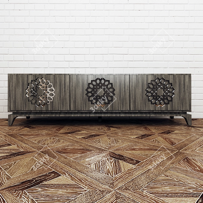 Rustic Wood Sideboard 3D model image 1