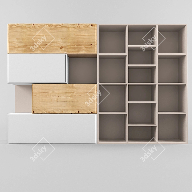 Modern Space-Saving Bookshelf 3D model image 1