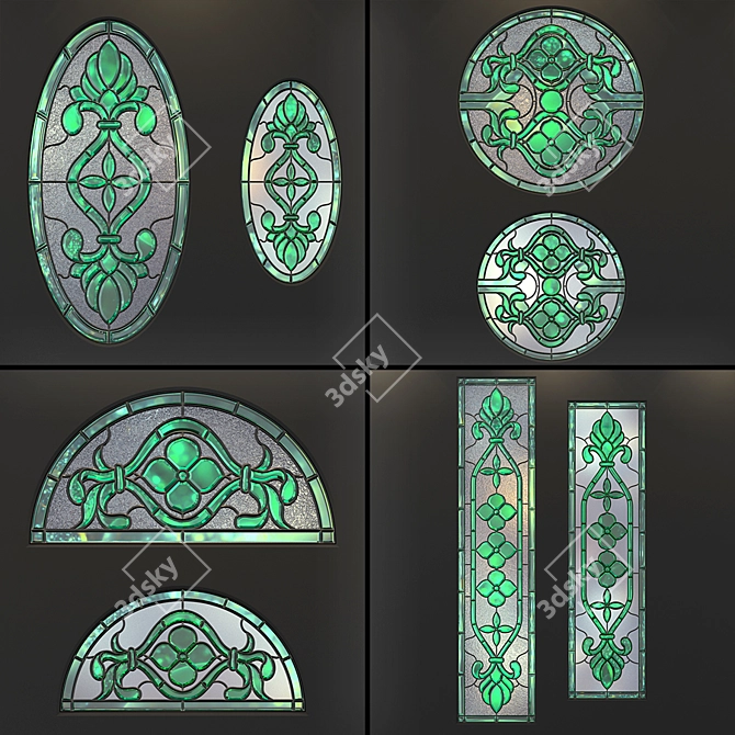 Gorgeous Stained Glass Set - Perfect for Doors and Windows 3D model image 1