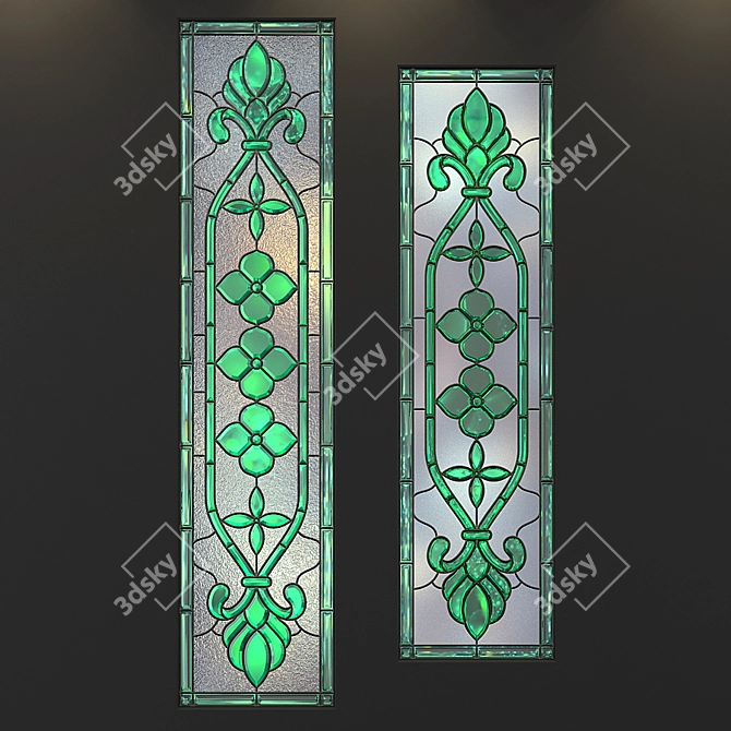 Gorgeous Stained Glass Set - Perfect for Doors and Windows 3D model image 2