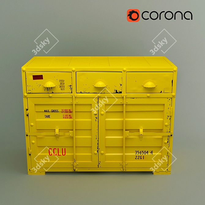 Industrial Loft Yellow Dresser 3D model image 1