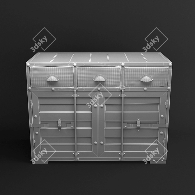 Industrial Loft Yellow Dresser 3D model image 2