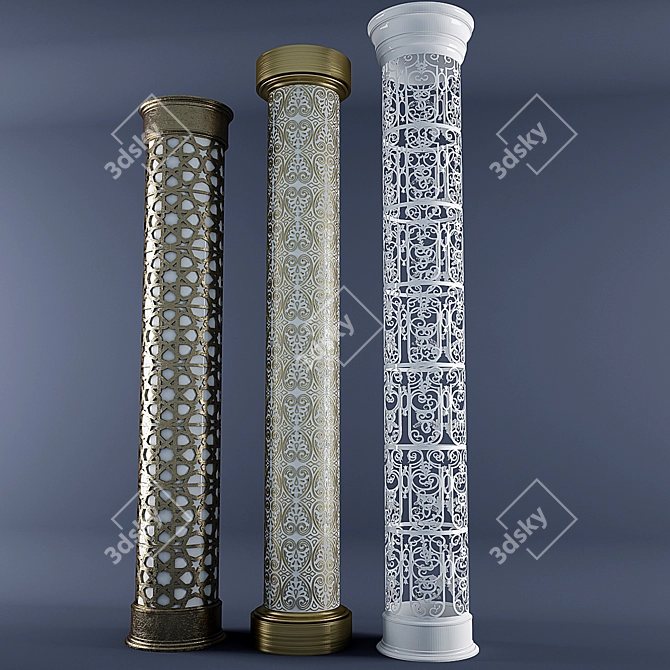 Elegant Laser Cut Columns 3D model image 1