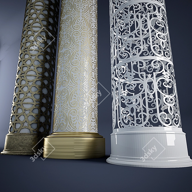 Elegant Laser Cut Columns 3D model image 2