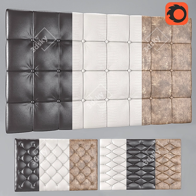 Soft Wall Panel with 3 Varieties of Leather | Max 2014, OBJ Files 3D model image 1