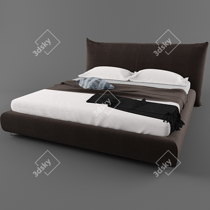 Contemporary ALIVAR Bed: White & Brown Coated 3D model image 1