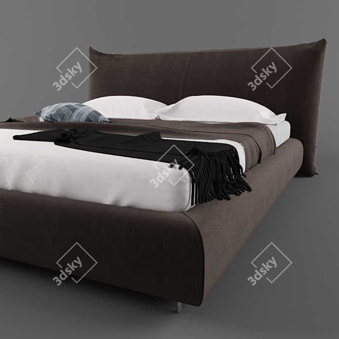 Contemporary ALIVAR Bed: White & Brown Coated 3D model image 2