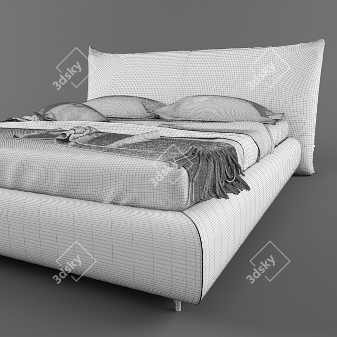 Contemporary ALIVAR Bed: White & Brown Coated 3D model image 3