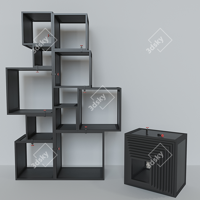 Compact Collapsible Shelving Unit 3D model image 1