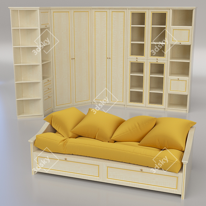 Versatile Modular Children's Cabinet 3D model image 1