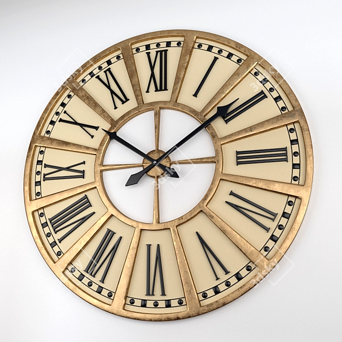 Vintage-Inspired Train Station Clock 3D model image 1