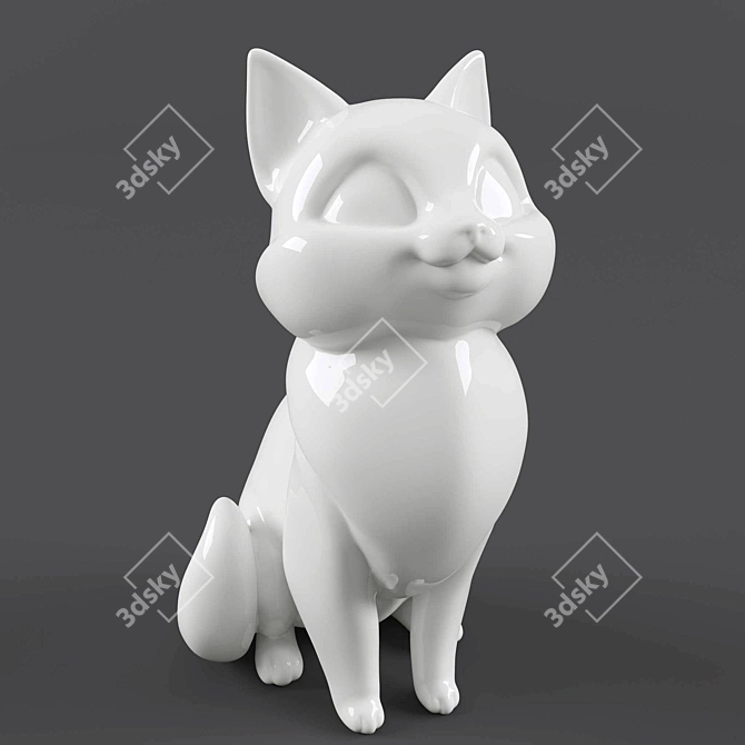 Whiskered Wonder: Cat Statuette 3D model image 1