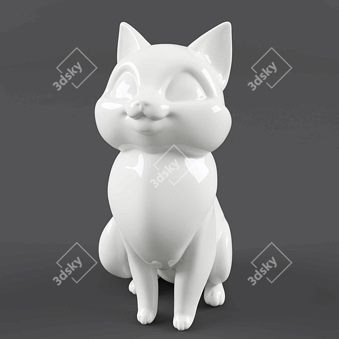 Whiskered Wonder: Cat Statuette 3D model image 2