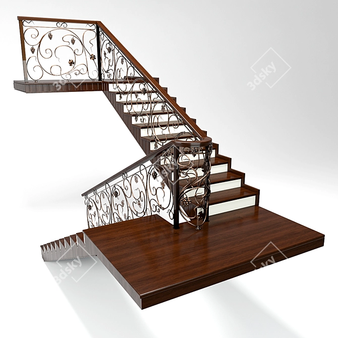 Elegant Grapevine Staircase 3D model image 1