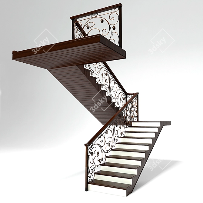 Elegant Grapevine Staircase 3D model image 2