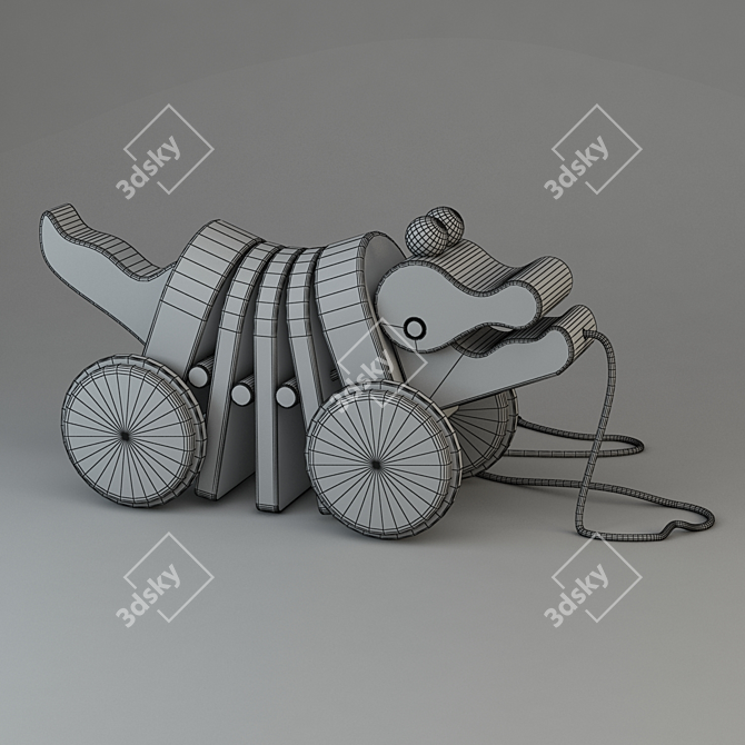 Wooden Crocodile Toy 3D model image 2