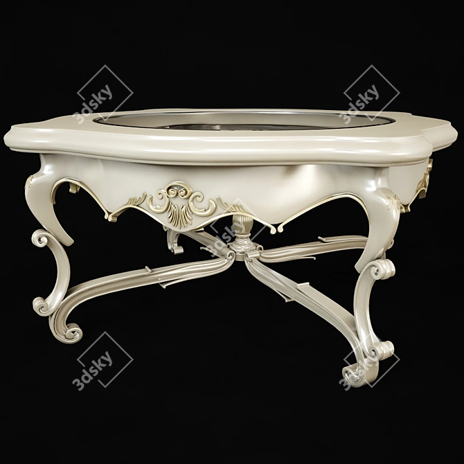 Sleek Silver Milk Coffee Table 3D model image 1