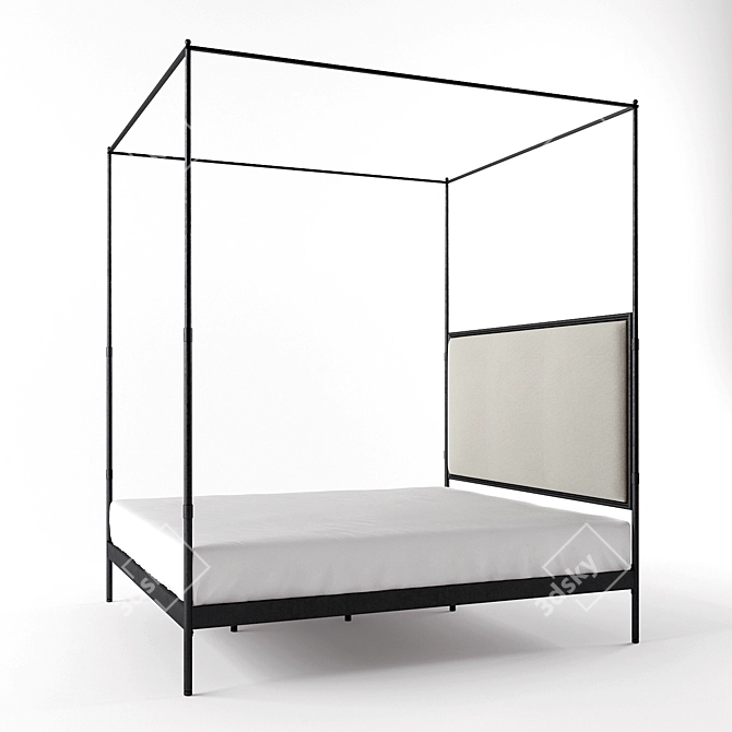 French Inspired Iron Four-Poster Bed | Elegant & Timeless Design 3D model image 2