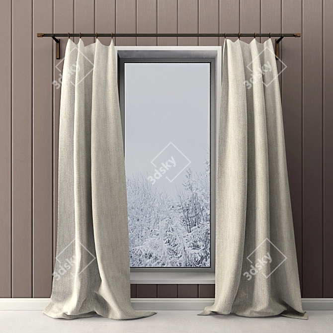 Sleek Window Drapes 3D model image 1