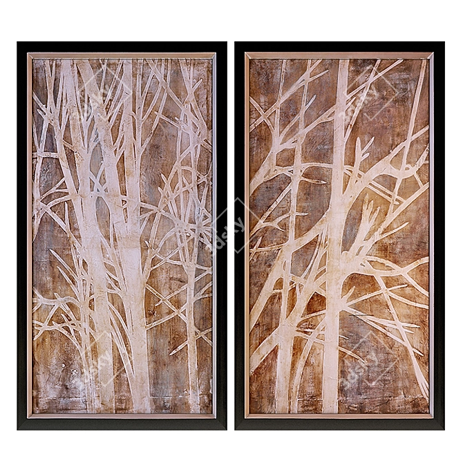 Natural Elegance: Uttermost Twigs Wall Art (Set of 2) 3D model image 1
