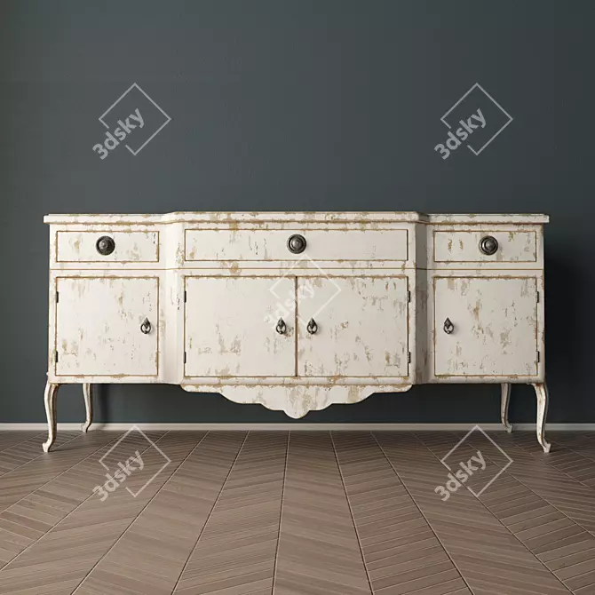 German Antique Cabinet 3D model image 1