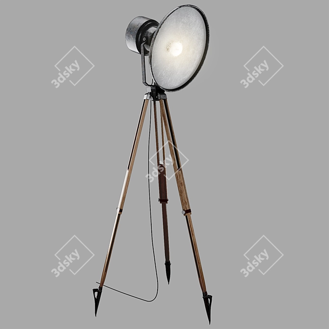 Title: Industrial Loft Tripod Spotlight 3D model image 1