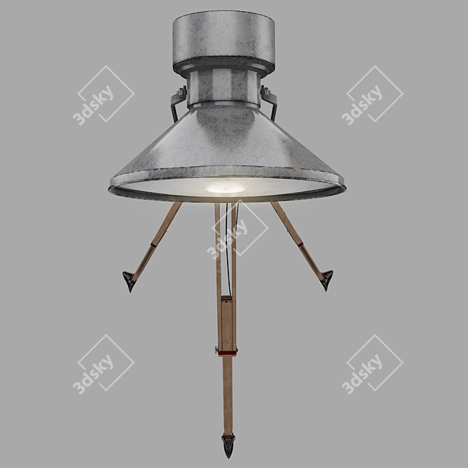 Title: Industrial Loft Tripod Spotlight 3D model image 3