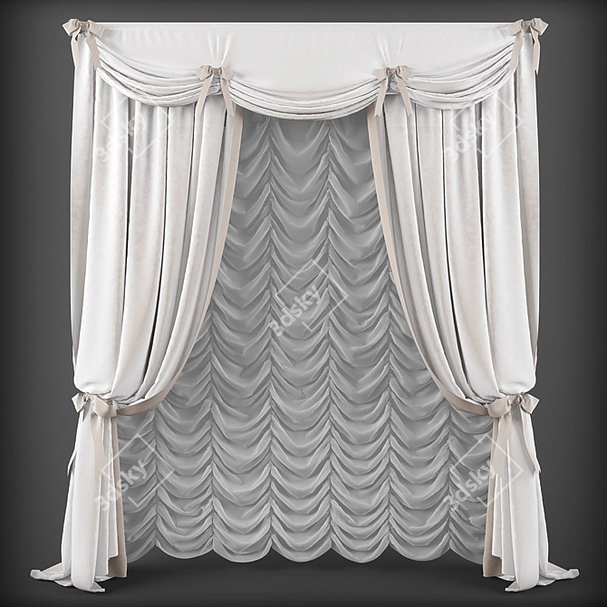 Elegant Classic Curtains 3D model image 1